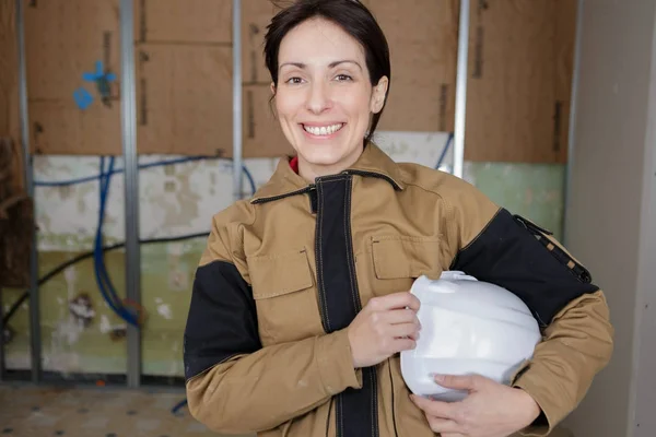 Female builder in the site — 스톡 사진