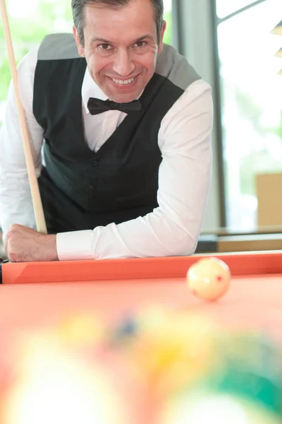 Professional billiard player and billiard — Stock Photo, Image