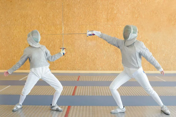 During fencing match and fencing — Stock Photo, Image