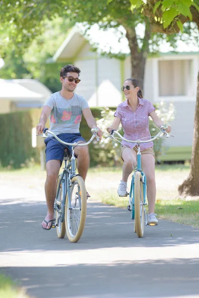 Biking in the campsite — Stock Photo, Image