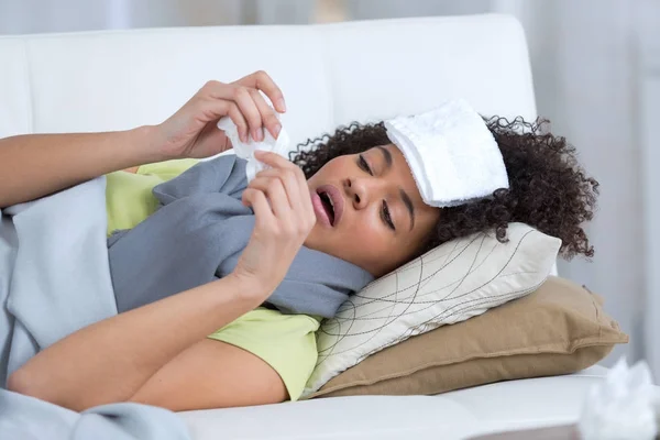 Woman suffering with a flu — Stock Photo, Image