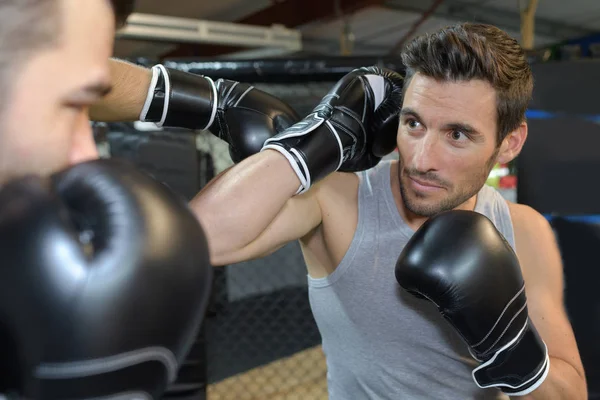 Men and boxing and box — Stock Photo, Image