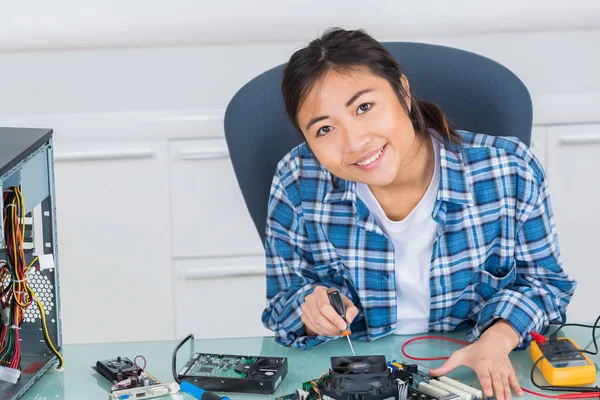 Vrouwelijke computer hersteller en vrouwelijk — Stockfoto