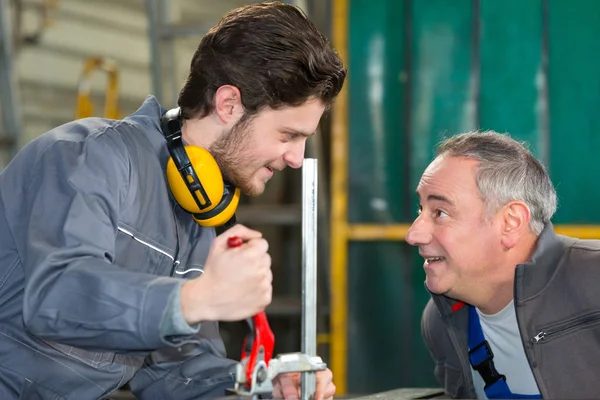 Woodwork apprenticeship and man — Stock Photo, Image