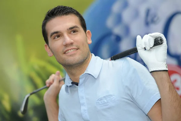 Golfista sortudo e homem de golfe — Fotografia de Stock
