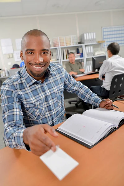 Offering you his business card — Stock Photo, Image