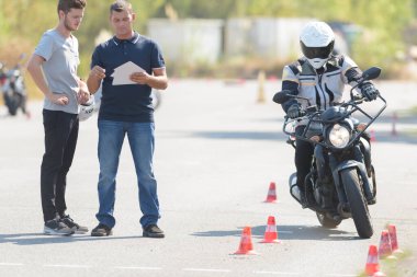 motorcycle training course in progress clipart