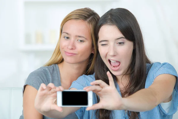 Zwei Freundinnen machen ein Selfie — Stockfoto