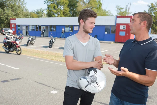 Auto school student during motorcycle license — Stock Photo, Image