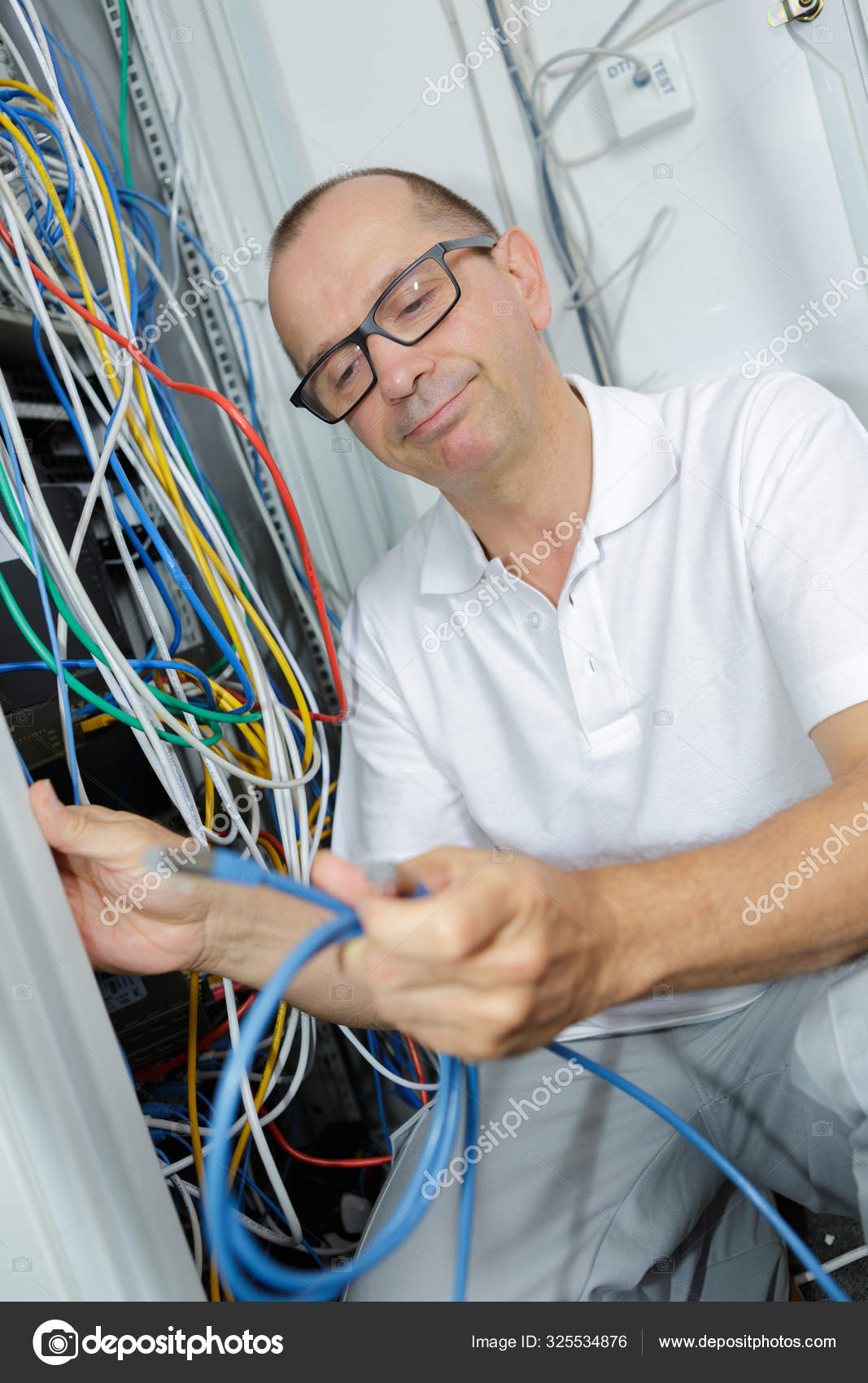 Hombre en sala de servidores de red — Fotos de Stock © photography33