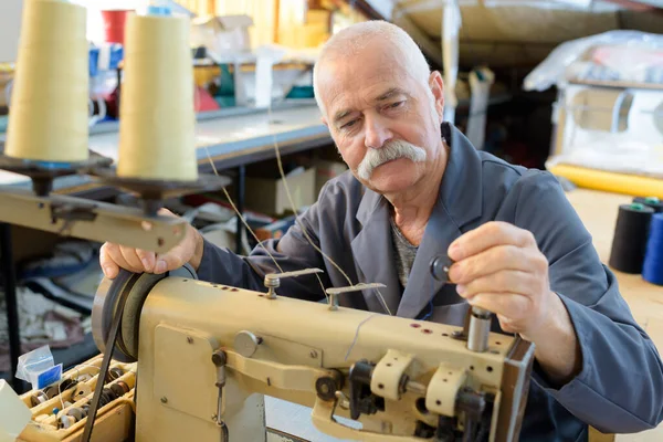 Senior Man His Tailoring Shop — Stock Photo, Image