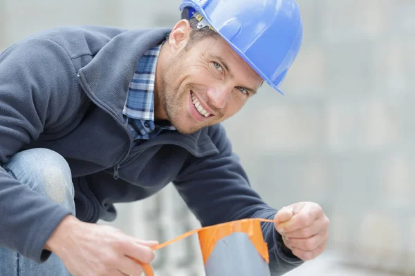 Sistema Alcantarillado Montaje Trabajador —  Fotos de Stock