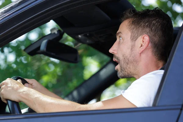 Stressed Driver His Car — Stock Photo, Image
