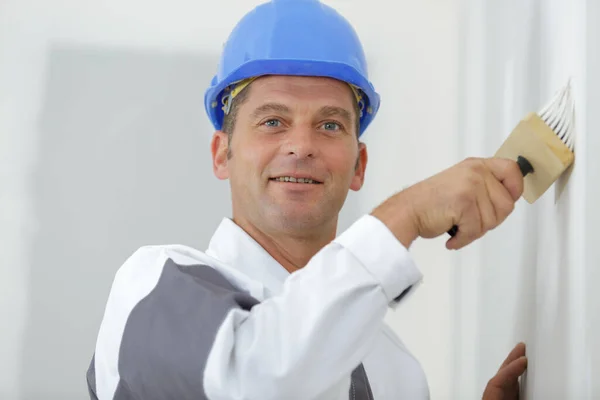 Worker Painting Wall Room — Stock Photo, Image