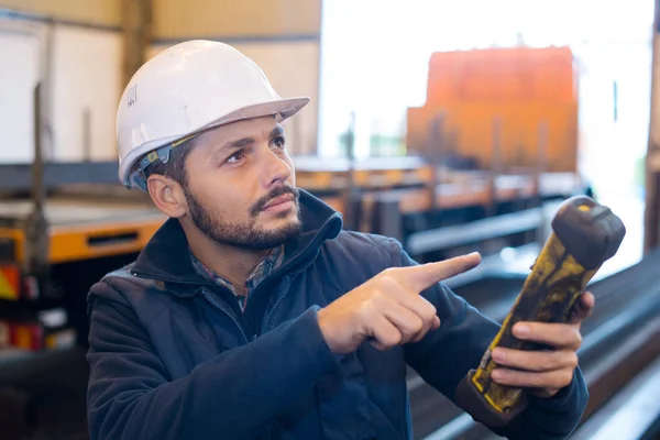 Grúa Manipuladora Trabajadores Almacén — Foto de Stock