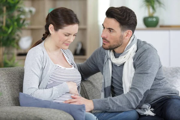Young Pregnant Woman Having Belly Ache — Stock Photo, Image