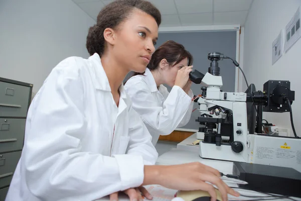 Sebevědomý Mladý Vědec Studující Laboratoři — Stock fotografie