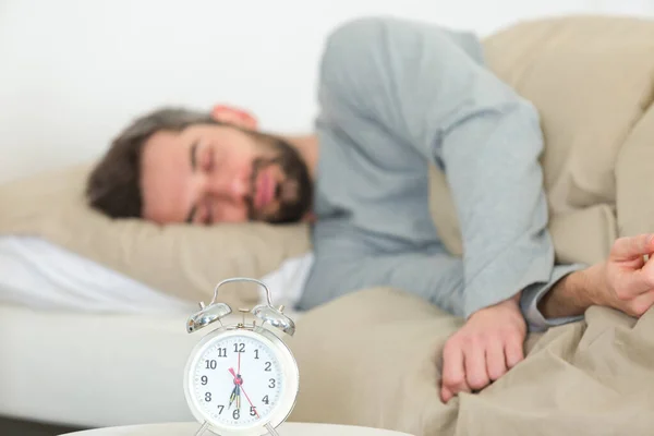 Alarm Close Man Sleeping Background — Stock Photo, Image