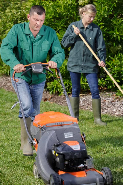 Équipe Jardinage Entretien Pelouse — Photo