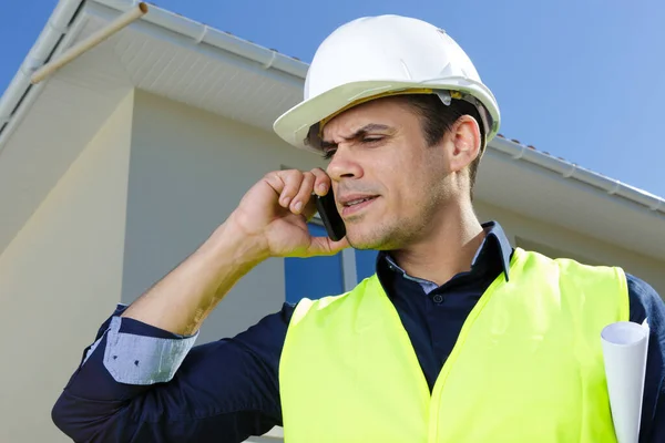 Portrait Businessman Construction Site — Stockfoto