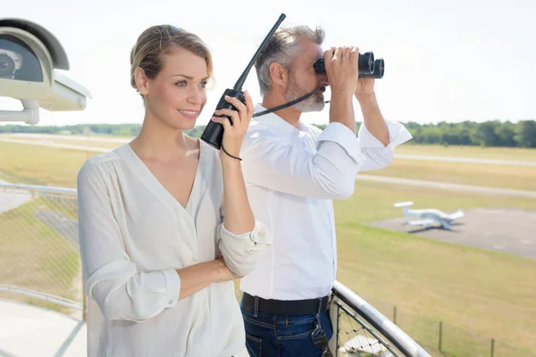 Aircontrol Communication Tower Workers — Stock Photo, Image