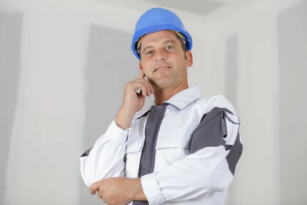 Retrato Homem Construtor Dentro Casa — Fotografia de Stock