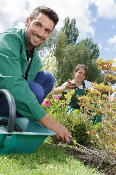 Gente Jardinero Trabajando Equipo — Foto de Stock
