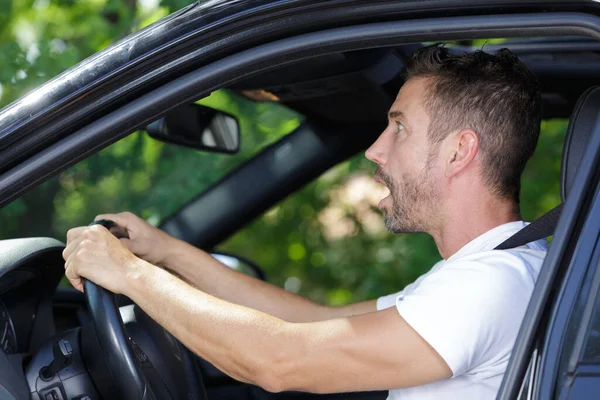 Scared Shocked Male Driver — Stock Photo, Image