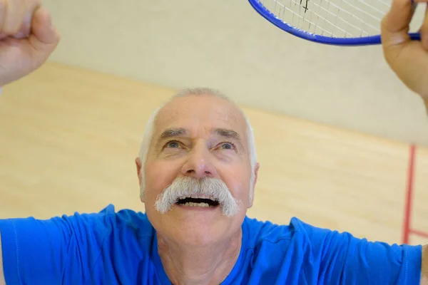 Joueur Tennis Senior Heureux — Photo