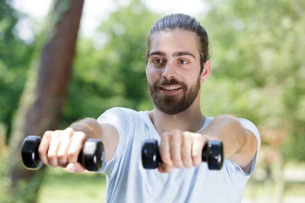 Bicepsz Edzés Jellegű Súlyzók — Stock Fotó