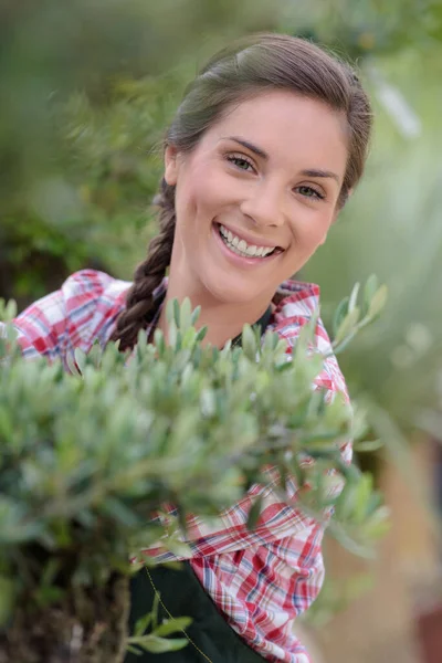 Retrato Mulher Que Trabalha Horticultura — Fotografia de Stock