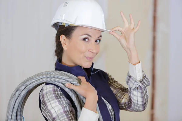 Una Sfacciata Architetto Donna Che Diverte Lavoro — Foto Stock