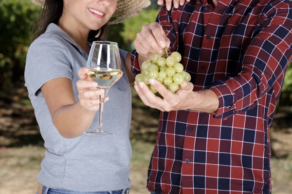 Paar Wein Und Trauben — Stockfoto