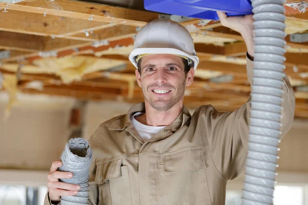Happy Builder Pipes — Stock Photo, Image