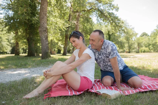 Mutlu Çifte Bir Piknik Aşık — Stok fotoğraf