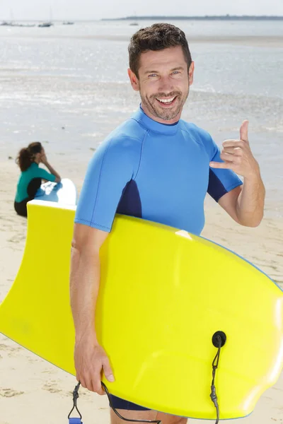 Man Doing Bodyboard Sea — Stock Photo, Image