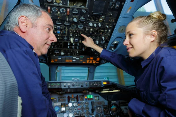Airport Staff Working Cockpit — Stock Photo, Image