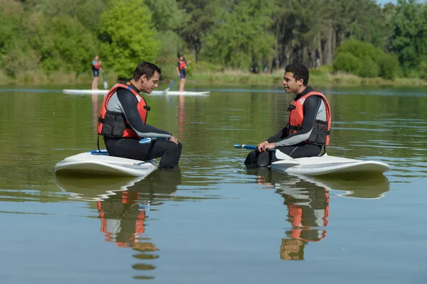 Stand Paddle Board Men Talking — Stock Photo, Image