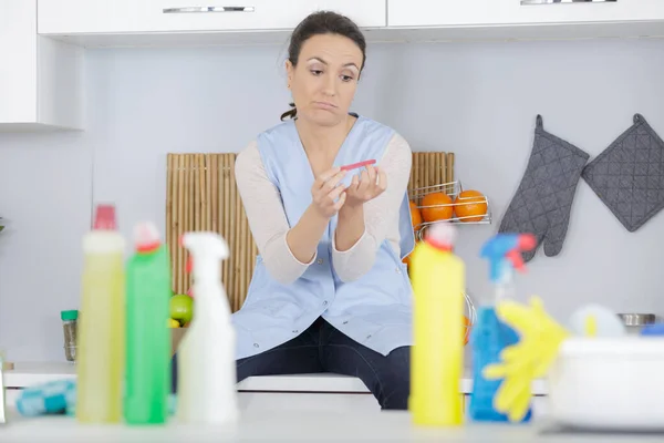 Tired Housemaid Having Break — Stock Photo, Image