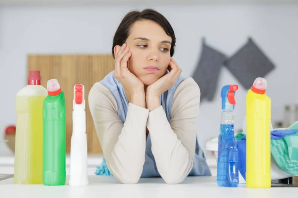 Housewife Tired Cleaning — Stock Photo, Image