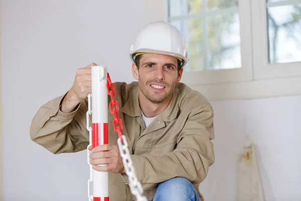 Male Builder Smiling Camera — Stock Photo, Image