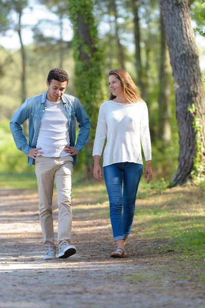 Ett Par Skogen Promenad — Stockfoto