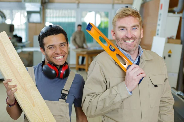 Two Worker Smiling Camera — Stock Photo, Image