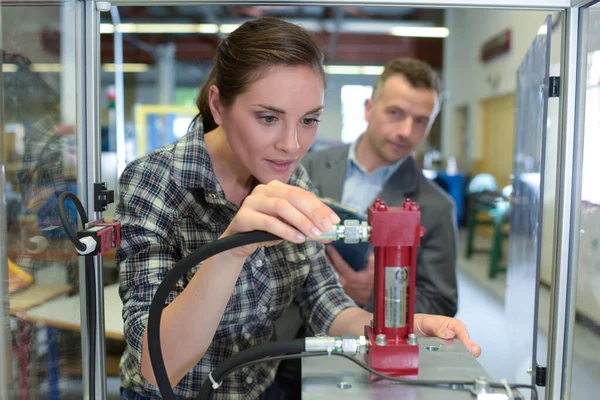 Close Woman Measuring Instrument — Stock Photo, Image