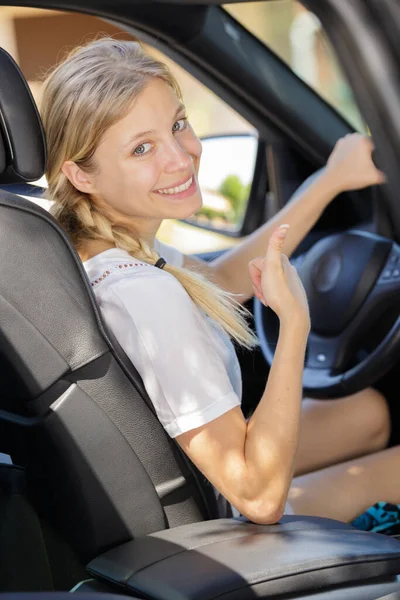 Woman Car Indoors — Stock Photo, Image