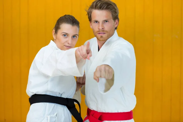 Los Dos Luchadores Judokas Posando —  Fotos de Stock