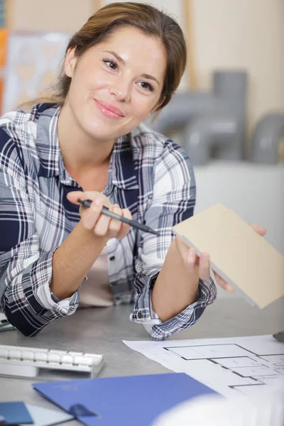 Interior Designer Showing Sample Customer — Stock Photo, Image