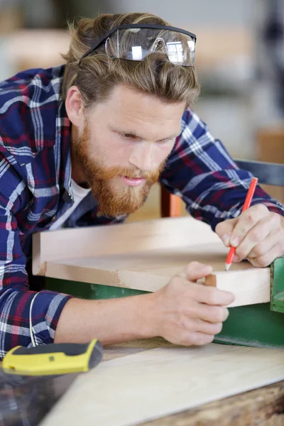 Carpenter Work Measures Tape Measure — Stock Photo, Image