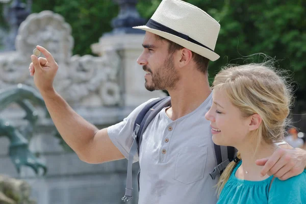 Hipster Love Couple Outdoor City — Stock Photo, Image