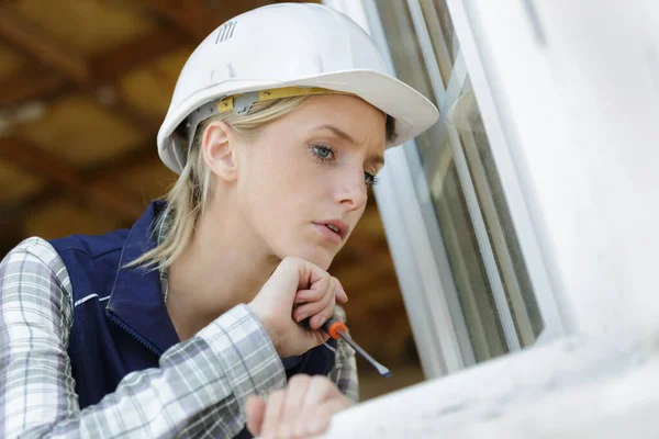 Woman Working Window — Stock Photo, Image